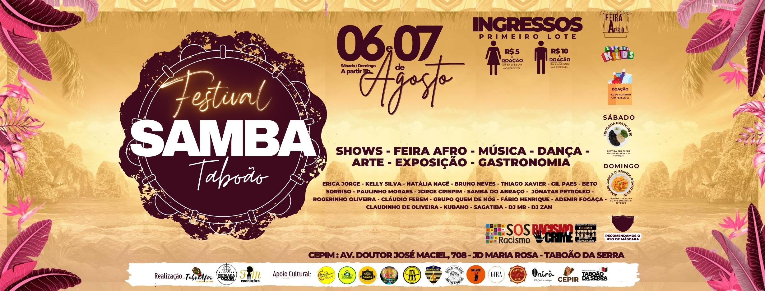 1º Festival Samba Taboão acontecerá em 06 e 07 de agosto